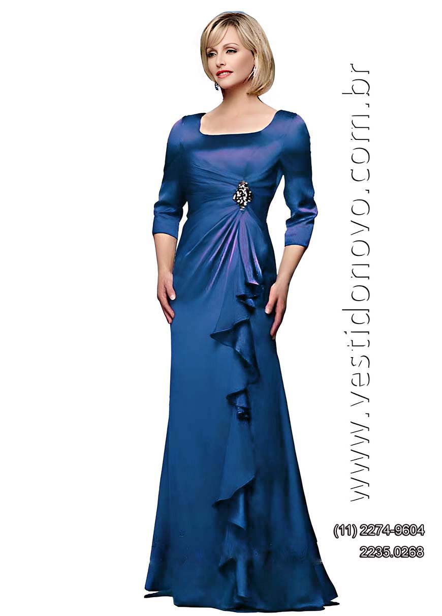 vestido de festa, mae da noiva, me de noivo em azul royal com manga longa, em So Paulo
