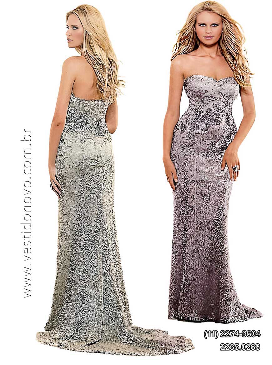 Vestido Me da Noiva, prata, renda com pedraria em zibeline importada, plus size, So Paulo