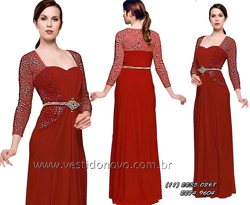 vestido de festa marsala, renda com manga comprida,  me do noivo, So Paulo
