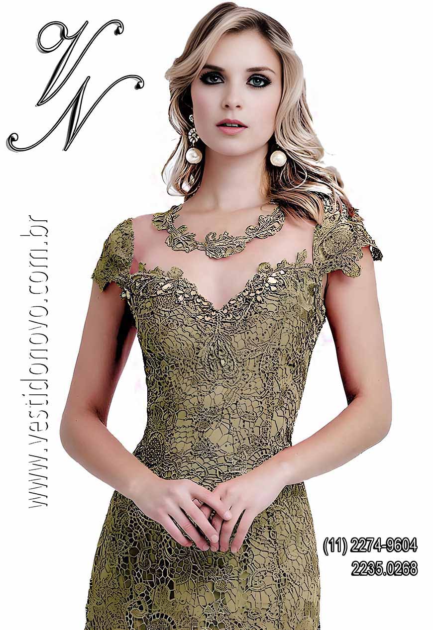 vestido me da noiva, bodas de ouro, todo em renda nude, manga curta, So Paulo
