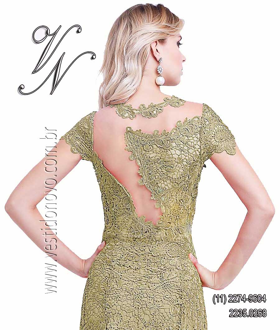 vestido me da noiva, bodas de ouro, todo em renda nude, manga curta, So Paulo