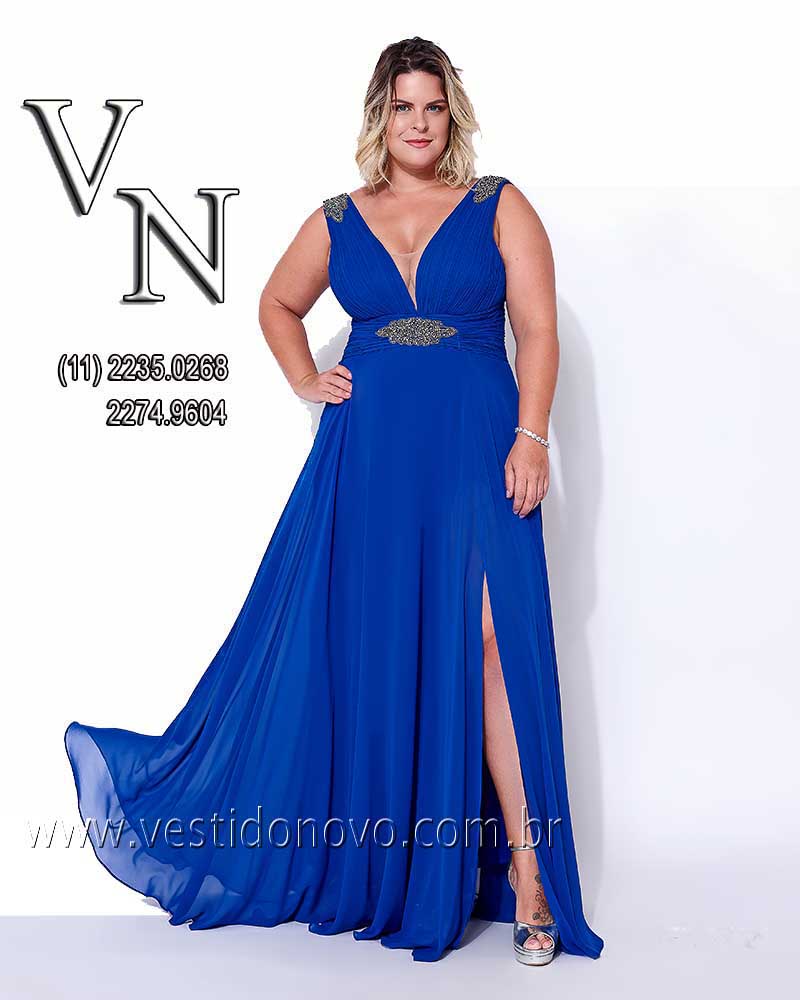 vestido de festa azul royal, me do noivo, plus size, so paulo sp
