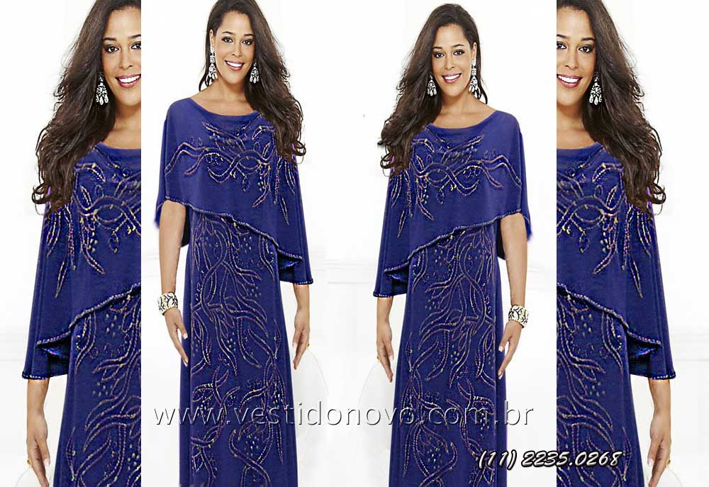 vestido de festa azul marinho com manga, me da noiva, plus size, So Paulo
