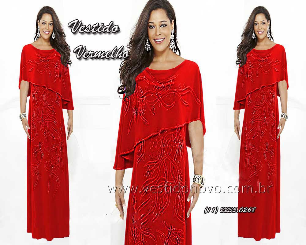 vestido de festa vermelho com manga, me da noiva, plus size, So Paulo